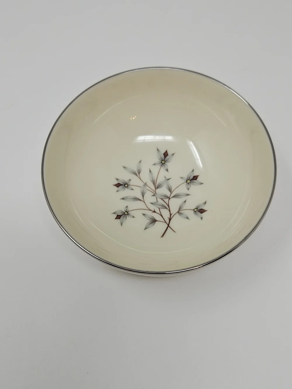 Small Princess By Lenox Floral Bowl with Silver Rim